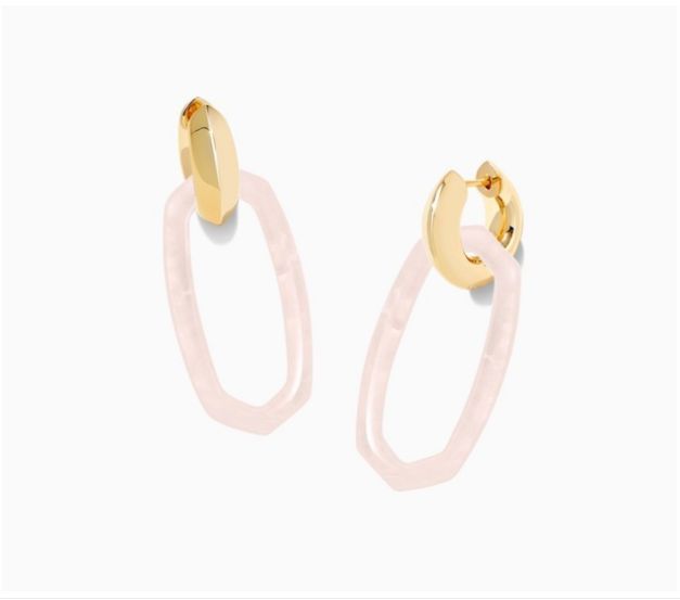 Kendra Scott Danielle Link Earring- Gold Rose Quartz-Earrings-Kendra Scott-Market Street Nest, Fashionable Clothing, Shoes and Home Décor Located in Mabank, TX