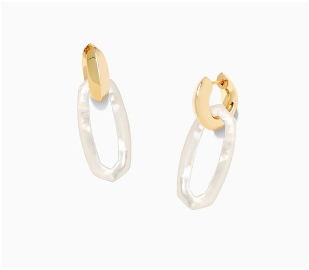 Kendra Scott Elle Link Earrings In Gold Ivory Mother-Of-Pearl-Earrings-Kendra Scott-Market Street Nest, Fashionable Clothing, Shoes and Home Décor Located in Mabank, TX