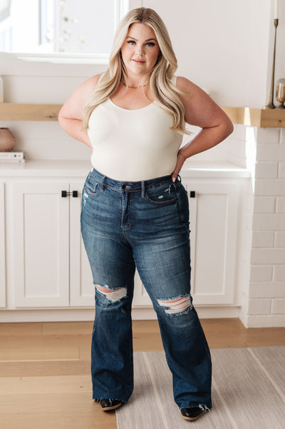Cassandra High Rise Control Top Distressed Flare Jeans-Denim-Ave Shops-Market Street Nest, Fashionable Clothing, Shoes and Home Décor Located in Mabank, TX