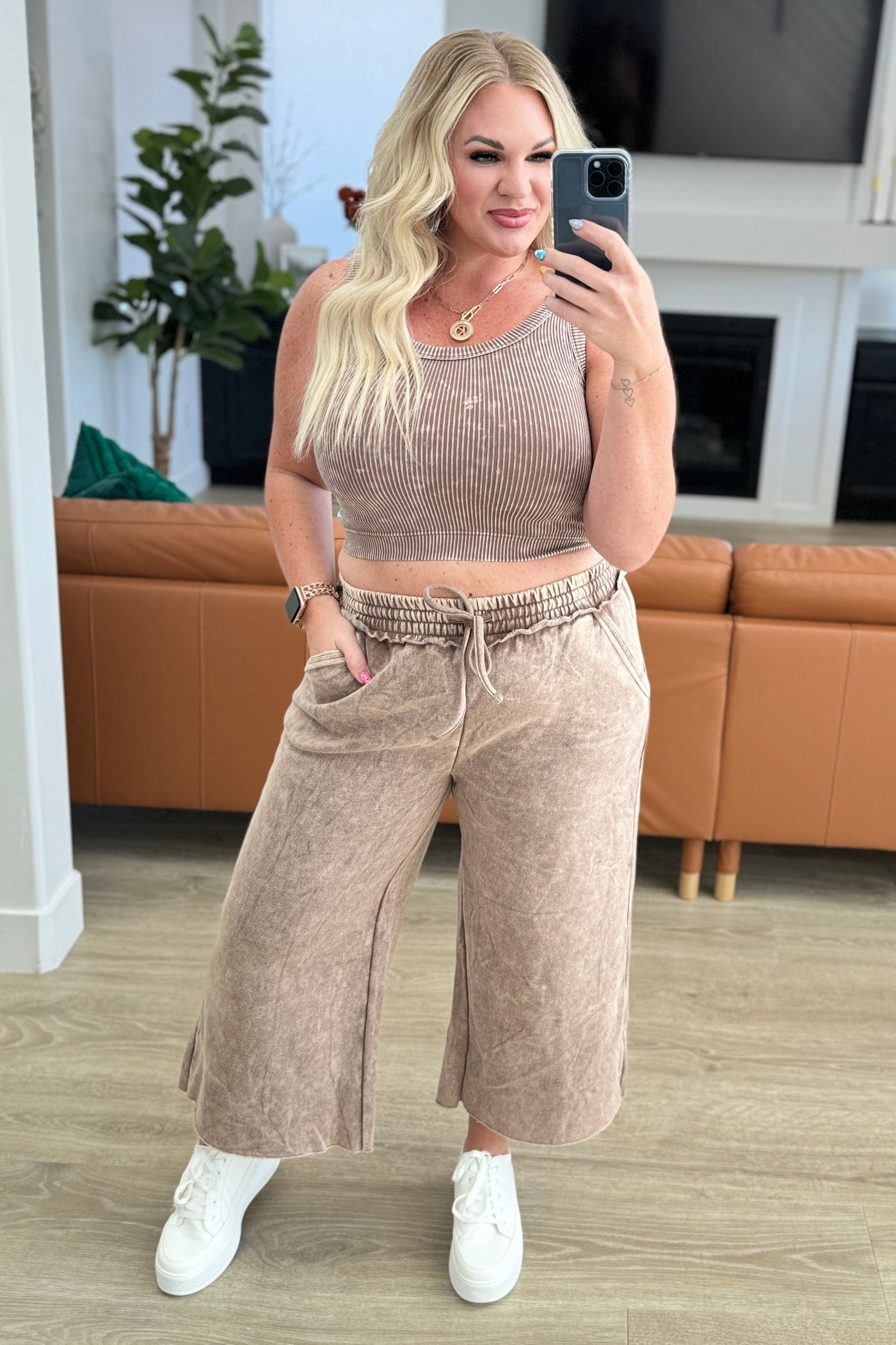 Acid Wash Wide Leg Sweatpants in Mocha-Bottoms-Ave Shops-Market Street Nest, Fashionable Clothing, Shoes and Home Décor Located in Mabank, TX