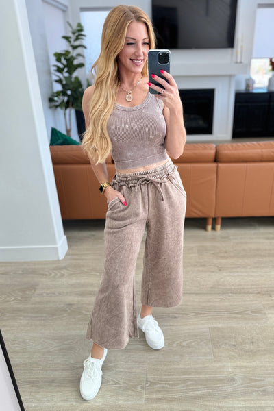 Acid Wash Wide Leg Sweatpants in Mocha-Bottoms-Ave Shops-Market Street Nest, Fashionable Clothing, Shoes and Home Décor Located in Mabank, TX