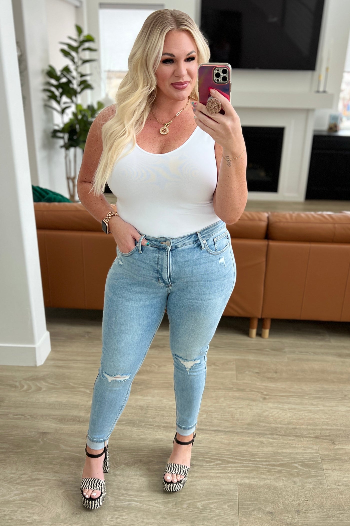 Eloise Mid Rise Control Top Distressed Skinny Jeans-Denim-Ave Shops-Market Street Nest, Fashionable Clothing, Shoes and Home Décor Located in Mabank, TX