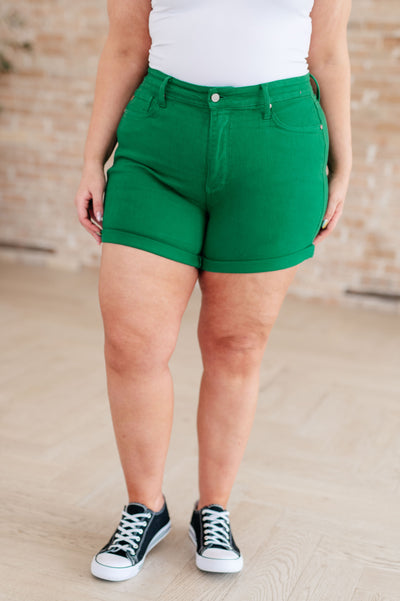 Jenna High Rise Control Top Cuffed Shorts in Green-Denim-Ave Shops-Market Street Nest, Fashionable Clothing, Shoes and Home Décor Located in Mabank, TX