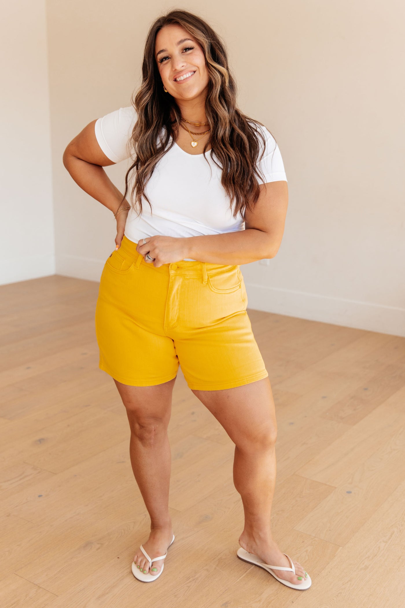 Jenna High Rise Control Top Cuffed Shorts in Yellow-Denim-Ave Shops-Market Street Nest, Fashionable Clothing, Shoes and Home Décor Located in Mabank, TX