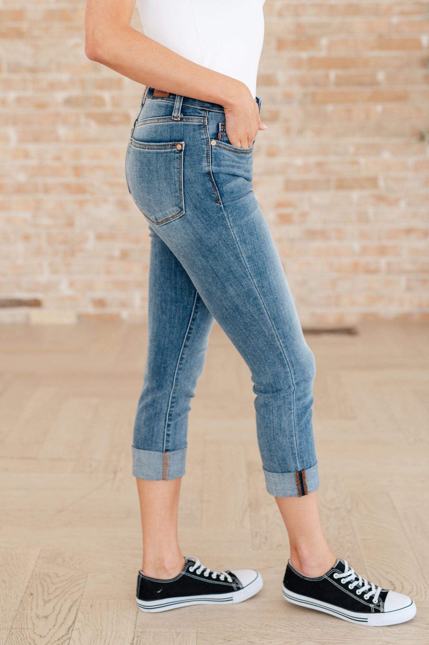 Laura Mid Rise Cuffed Skinny Capri Jeans-Womens-Ave Shops-Market Street Nest, Fashionable Clothing, Shoes and Home Décor Located in Mabank, TX