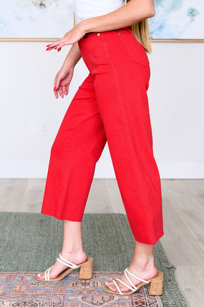 Lisa High Rise Control Top Wide Leg Crop Jeans in Red-Denim-Ave Shops-Market Street Nest, Fashionable Clothing, Shoes and Home Décor Located in Mabank, TX