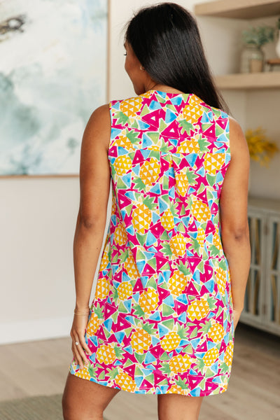 Lizzy Tank Dress in Abstract Magenta Pineapple-Dresses-Ave Shops-Market Street Nest, Fashionable Clothing, Shoes and Home Décor Located in Mabank, TX