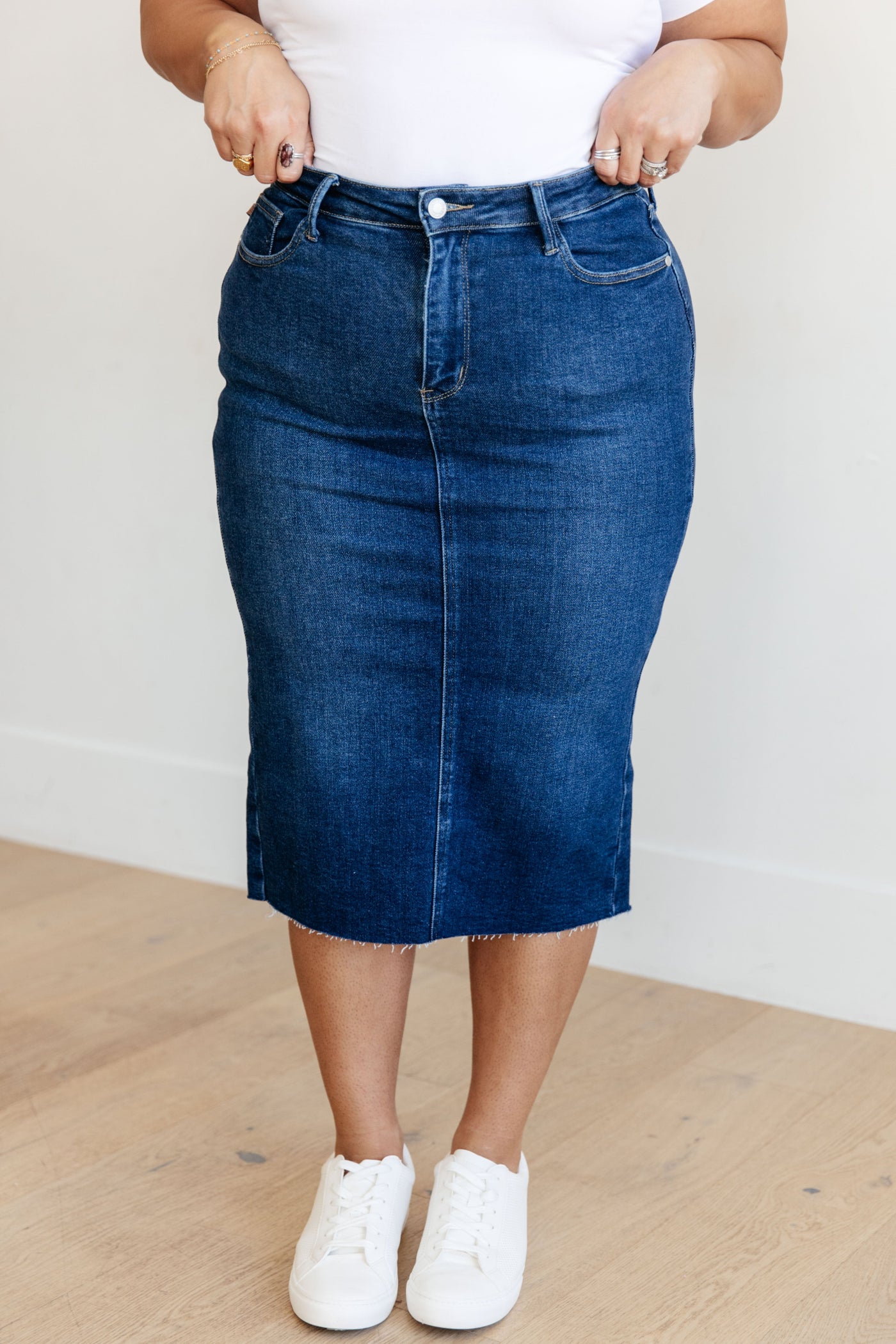 Marcy High Rise Denim Midi Skirt-Denim-Ave Shops-Market Street Nest, Fashionable Clothing, Shoes and Home Décor Located in Mabank, TX