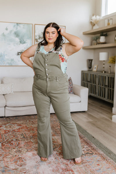 Olivia Control Top Release Hem Overalls in Olive-Denim-Ave Shops-Market Street Nest, Fashionable Clothing, Shoes and Home Décor Located in Mabank, TX