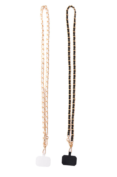 PU Leather Gold Chain Cell Phone Lanyard Set of 2-Accessories-Ave Shops-Market Street Nest, Fashionable Clothing, Shoes and Home Décor Located in Mabank, TX
