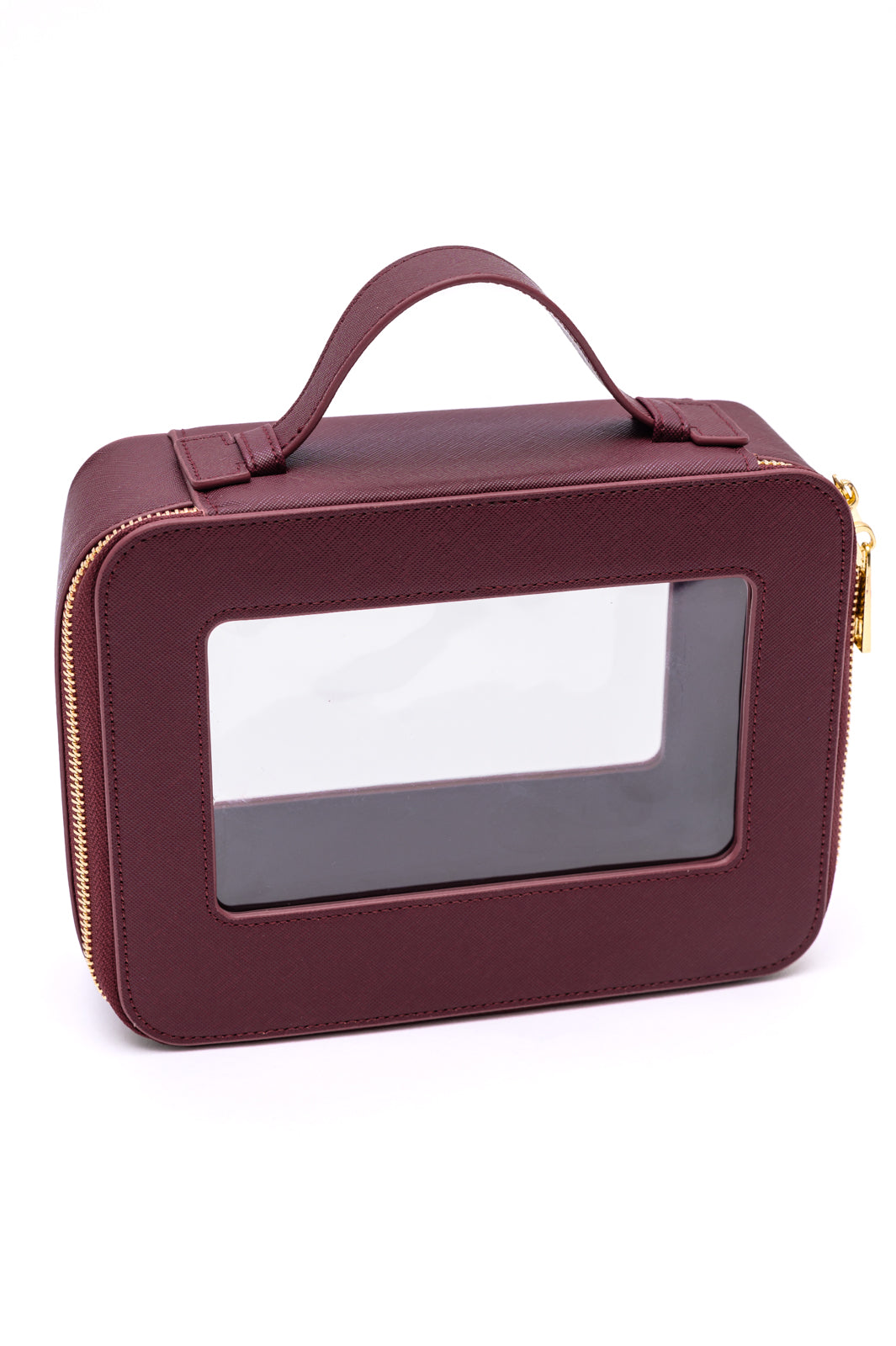 PU Leather Travel Cosmetic Case in Wine-Bath & Beauty-Ave Shops-Market Street Nest, Fashionable Clothing, Shoes and Home Décor Located in Mabank, TX