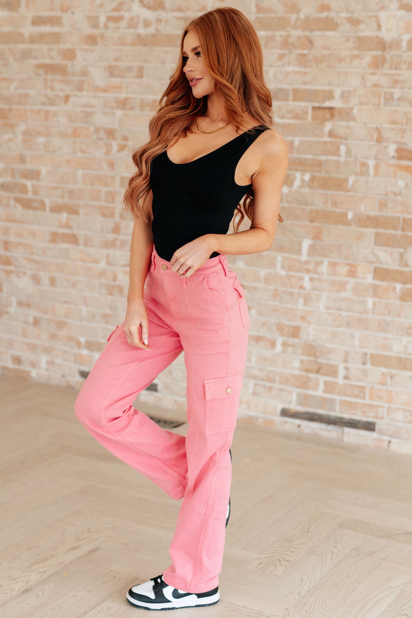 Peggy High Rise Cargo Straight Jeans in Pink-Denim-Ave Shops-Market Street Nest, Fashionable Clothing, Shoes and Home Décor Located in Mabank, TX