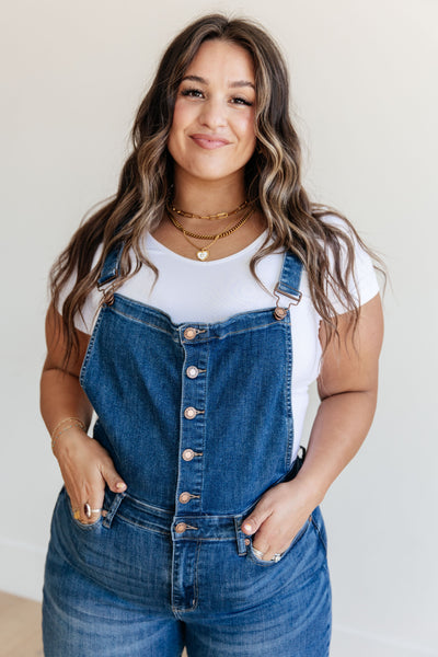 Priscilla High Rise Crop Wide Leg Denim Overalls-Denim-Ave Shops-Market Street Nest, Fashionable Clothing, Shoes and Home Décor Located in Mabank, TX