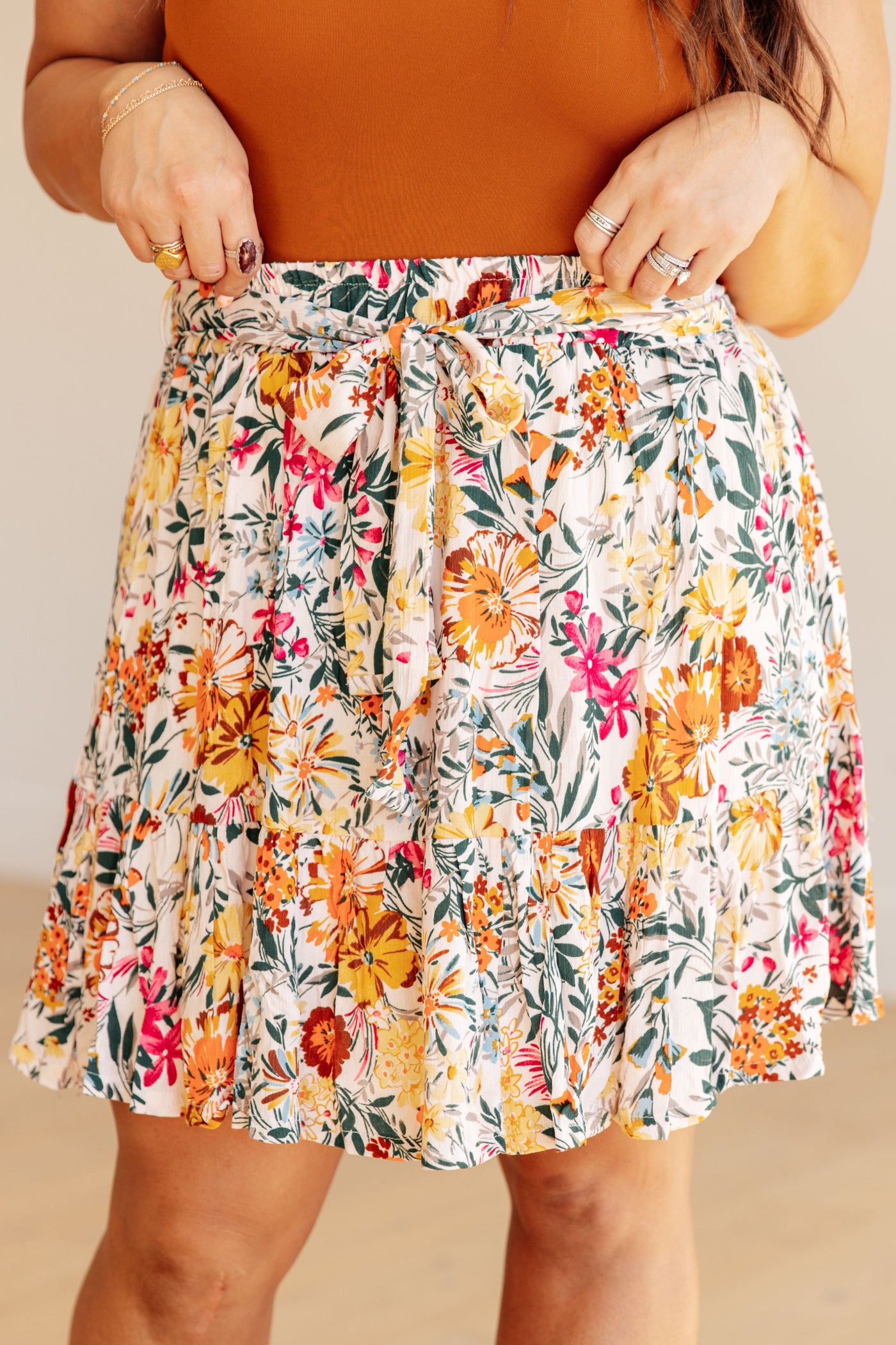 Spring Fields Floral Skirt-Womens-Ave Shops-Market Street Nest, Fashionable Clothing, Shoes and Home Décor Located in Mabank, TX