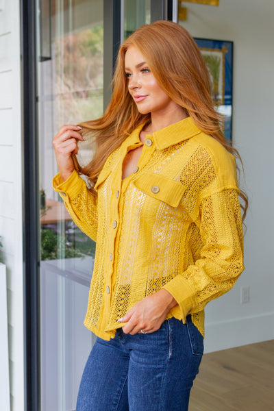 Sweeter Than Nectar Lace Button Down in Honey-Tops-Ave Shops-Market Street Nest, Fashionable Clothing, Shoes and Home Décor Located in Mabank, TX