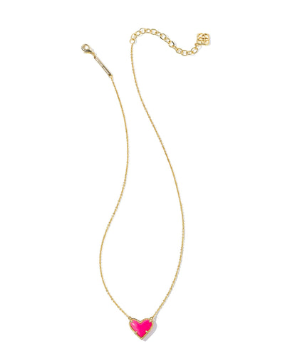 Kendra Scott Ari Heart Pendant Necklace in Gold Neon Pink-Necklaces-Kendra Scott-Market Street Nest, Fashionable Clothing, Shoes and Home Décor Located in Mabank, TX