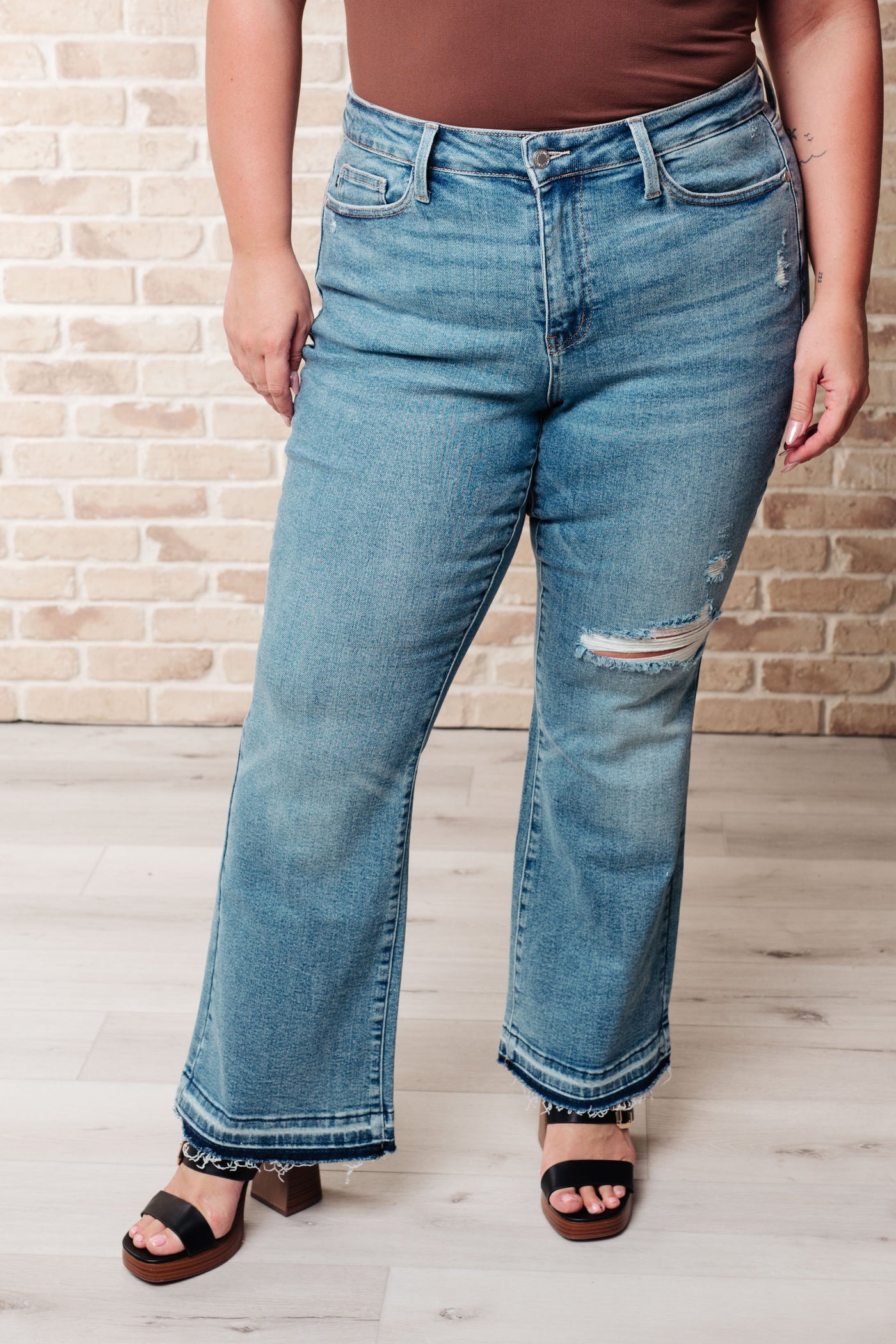 Isla Mid Rise Distressed Released Hem Bootcut Jeans-Womens-Ave Shops-Market Street Nest, Fashionable Clothing, Shoes and Home Décor Located in Mabank, TX