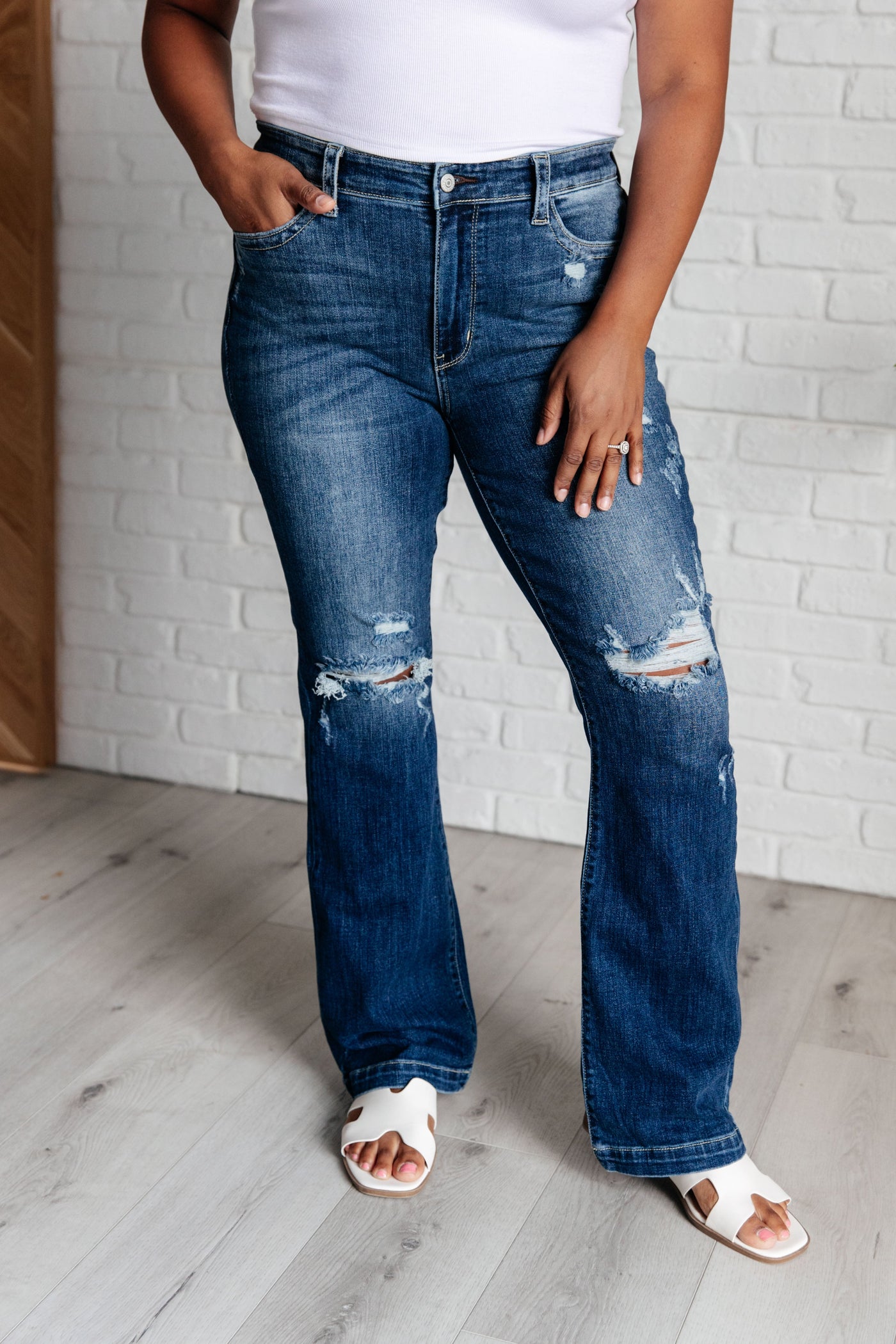 Mila Mid Rise Distressed Bootcut Jeans-Womens-Ave Shops-Market Street Nest, Fashionable Clothing, Shoes and Home Décor Located in Mabank, TX