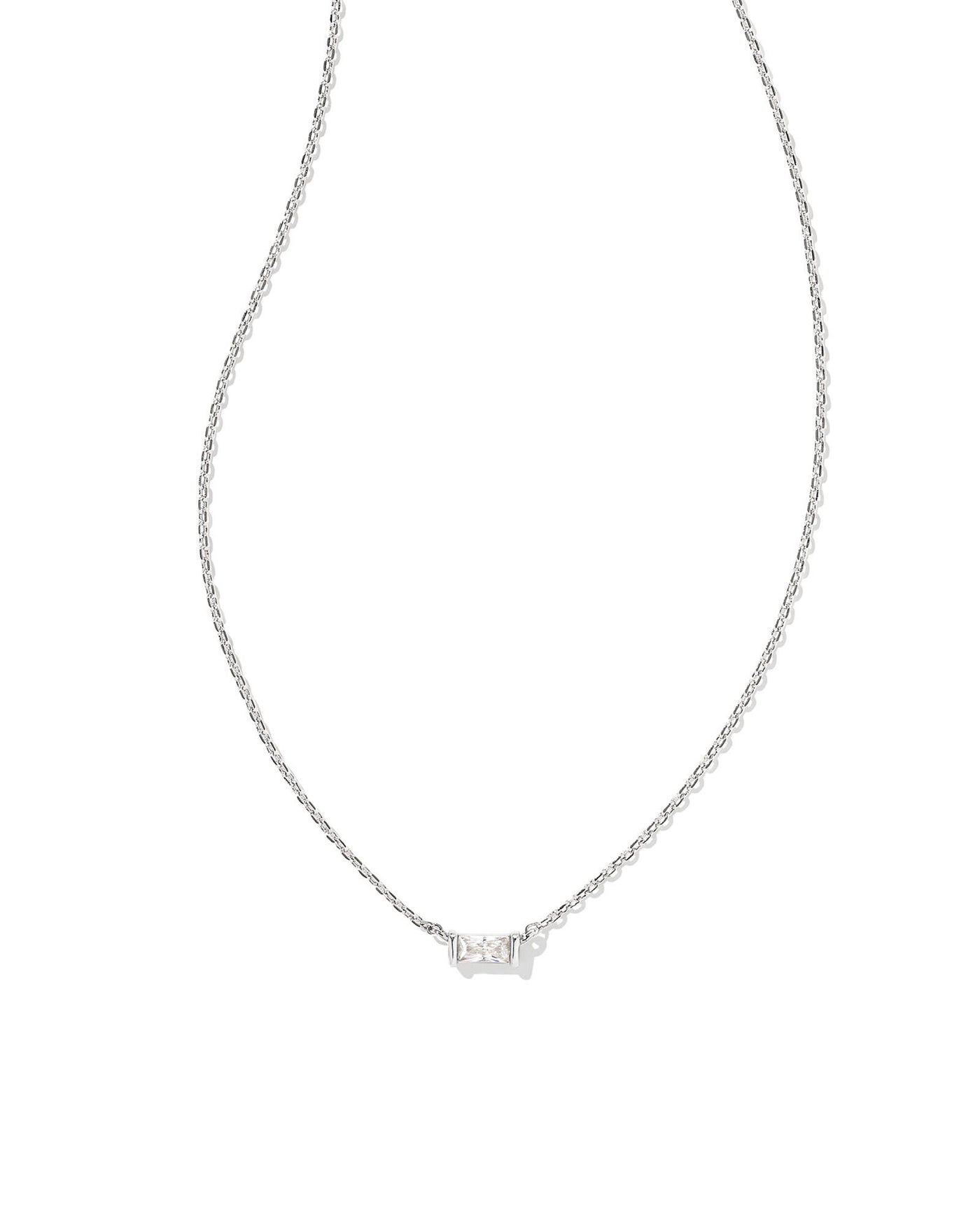 Kendra Scott Juliette Silver Pendant Necklace in White Crystal-Necklaces-Kendra Scott-Market Street Nest, Fashionable Clothing, Shoes and Home Décor Located in Mabank, TX