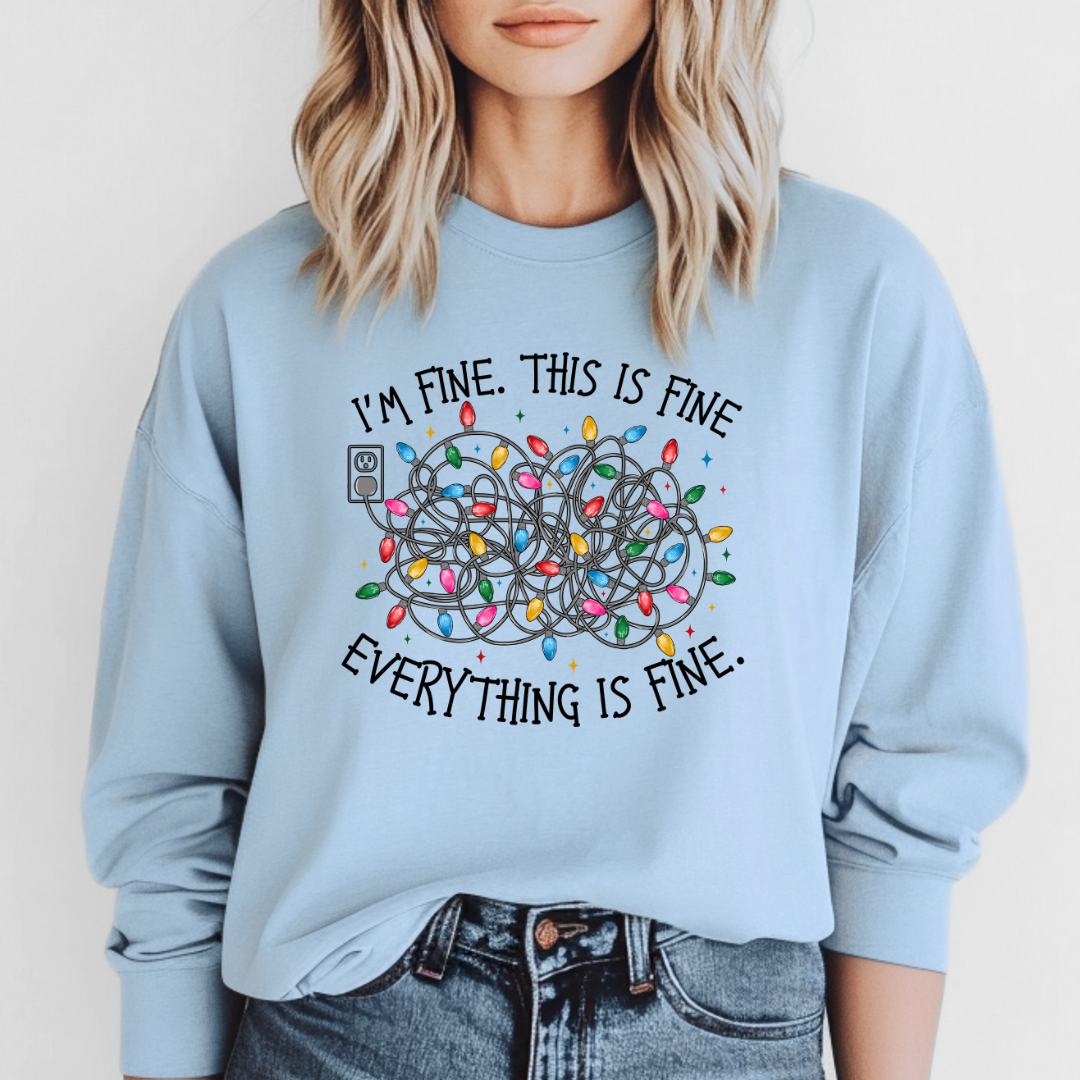 I'm Fine, Everything is Fine Graphic Long Sleeve Tee-Womens-Ave Shops-Market Street Nest, Fashionable Clothing, Shoes and Home Décor Located in Mabank, TX