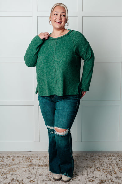 Simple Silhouette Brushed Hacci Sweater in Dark Green-Tops-Ave Shops-Market Street Nest, Fashionable Clothing, Shoes and Home Décor Located in Mabank, TX