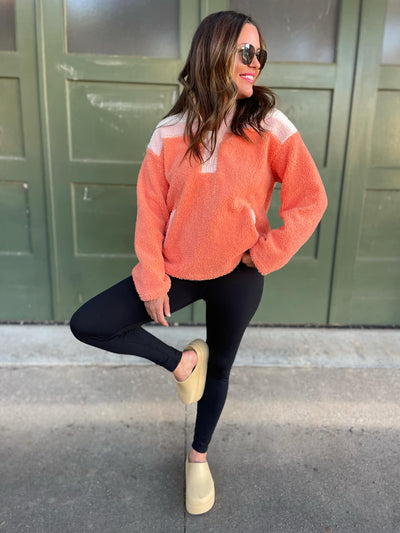 PREORDER: Half Zip Fleece Pullover in Sherbet-Womens-Ave Shops-Market Street Nest, Fashionable Clothing, Shoes and Home Décor Located in Mabank, TX