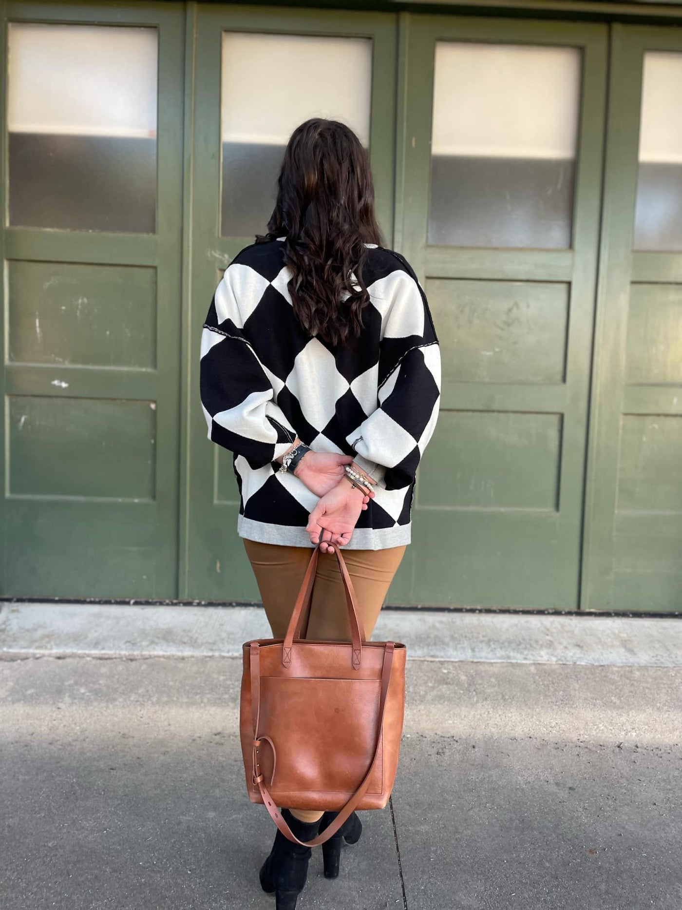 PREORDER: Contrast Trim Cardigan in Black Checkers-Womens-Ave Shops-Market Street Nest, Fashionable Clothing, Shoes and Home Décor Located in Mabank, TX