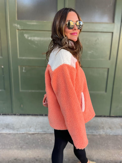 PREORDER: Half Zip Fleece Pullover in Sherbet-Womens-Ave Shops-Market Street Nest, Fashionable Clothing, Shoes and Home Décor Located in Mabank, TX