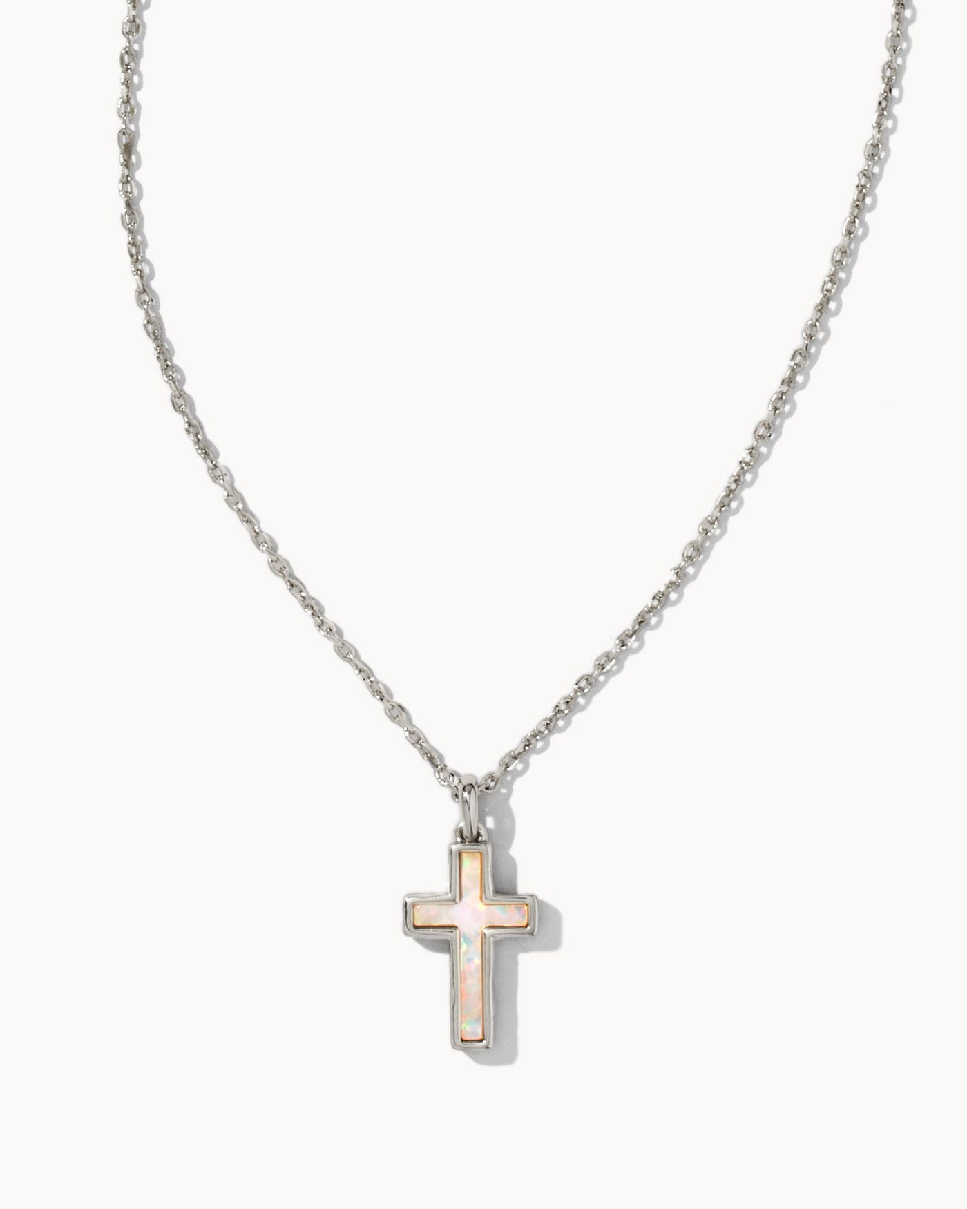 Kendra Scott Cross Pendant Necklace Silver White Opal-Necklaces-Kendra Scott-Market Street Nest, Fashionable Clothing, Shoes and Home Décor Located in Mabank, TX