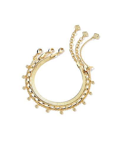 Kendra Scott Kassie Set of 3 Chain Bracelet in Gold-Bracelets-Kendra Scott-Market Street Nest, Fashionable Clothing, Shoes and Home Décor Located in Mabank, TX