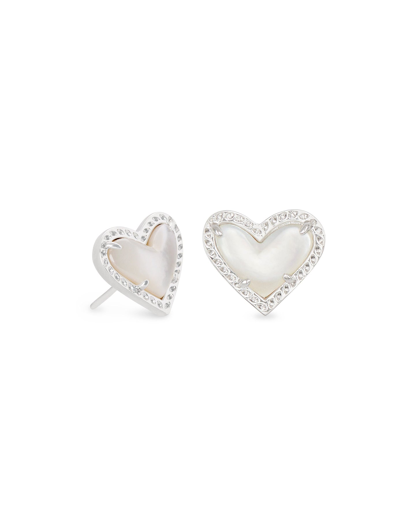 Kendra Scott Ari Heart Stud Earrings Silver Ivory Mother-Of-Pearl-Earrings-Kendra Scott-Market Street Nest, Fashionable Clothing, Shoes and Home Décor Located in Mabank, TX