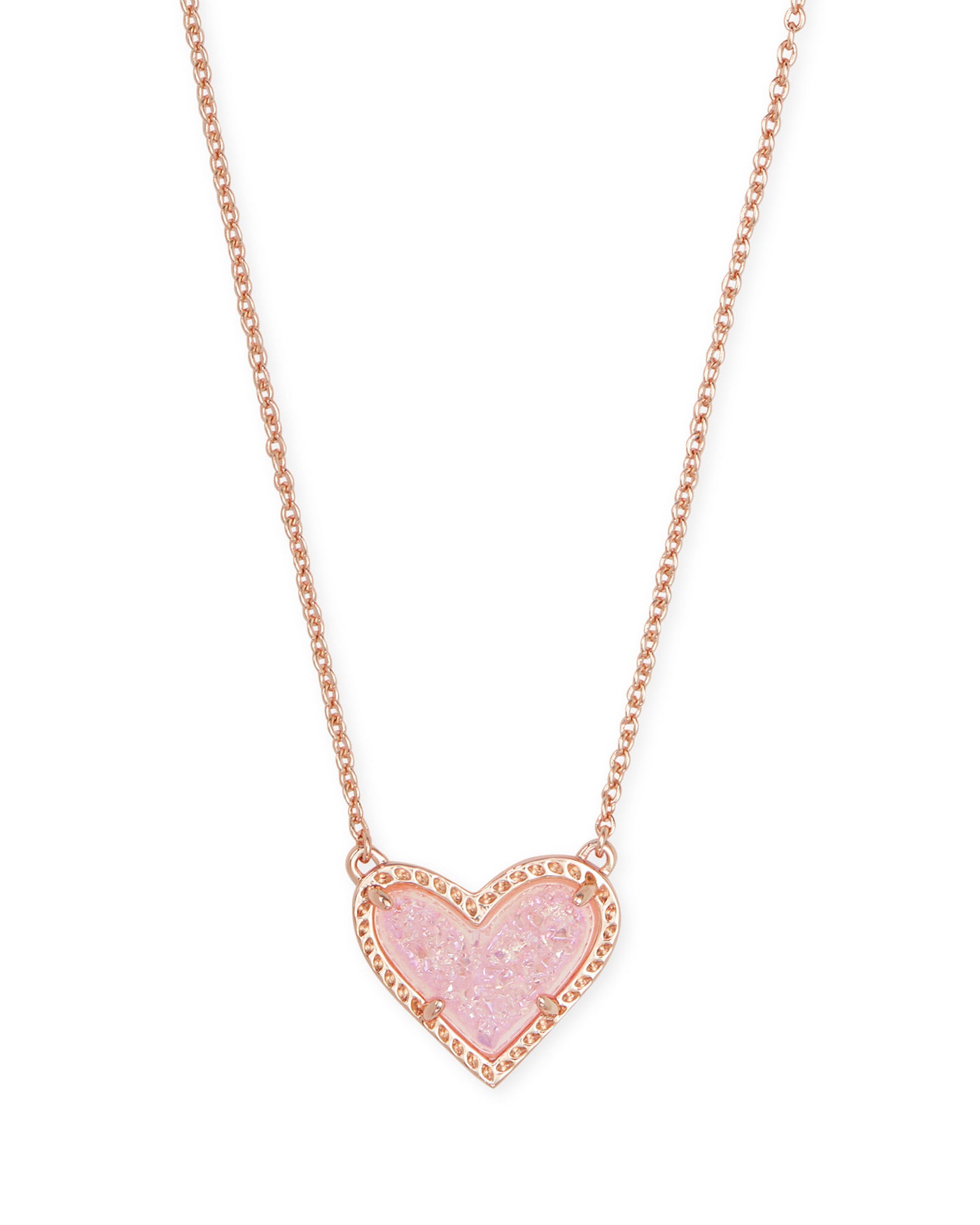 Kendra Scott Ari Heart Pendant Necklace - Rose Gold Light Pink Drusy Heart-Necklaces-Kendra Scott-Market Street Nest, Fashionable Clothing, Shoes and Home Décor Located in Mabank, TX