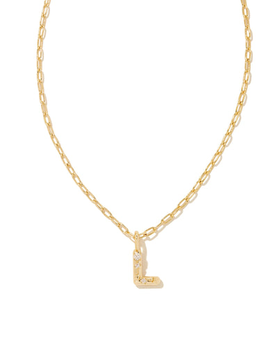 Kendra Scott Crystal Letter Pendant Necklace- Gold Metal-Necklaces-Kendra Scott-Market Street Nest, Fashionable Clothing, Shoes and Home Décor Located in Mabank, TX