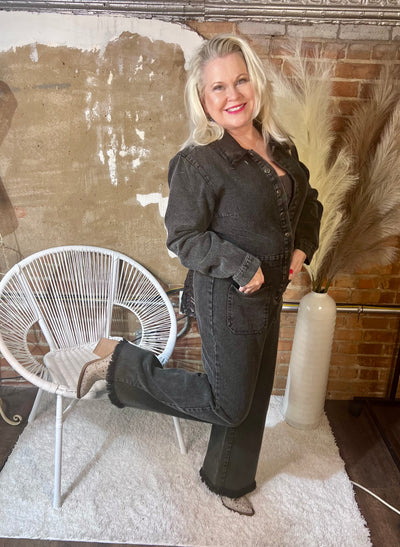 Umgee Black Long Sleeve Jumpsuit-Dresses & Rompers-Umgee USA Inc-Market Street Nest, Fashionable Clothing, Shoes and Home Décor Located in Mabank, TX