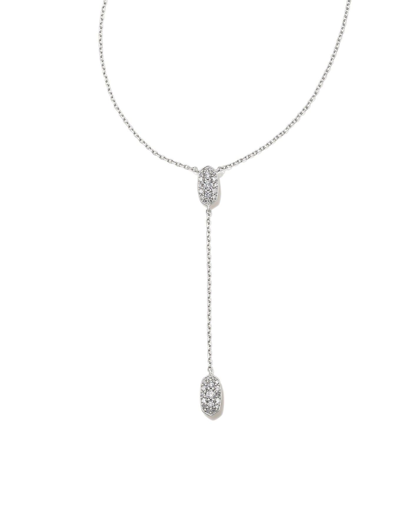 Kendra Scott Grayson Y Necklace White Crystal-Necklaces-Kendra Scott-Market Street Nest, Fashionable Clothing, Shoes and Home Décor Located in Mabank, TX