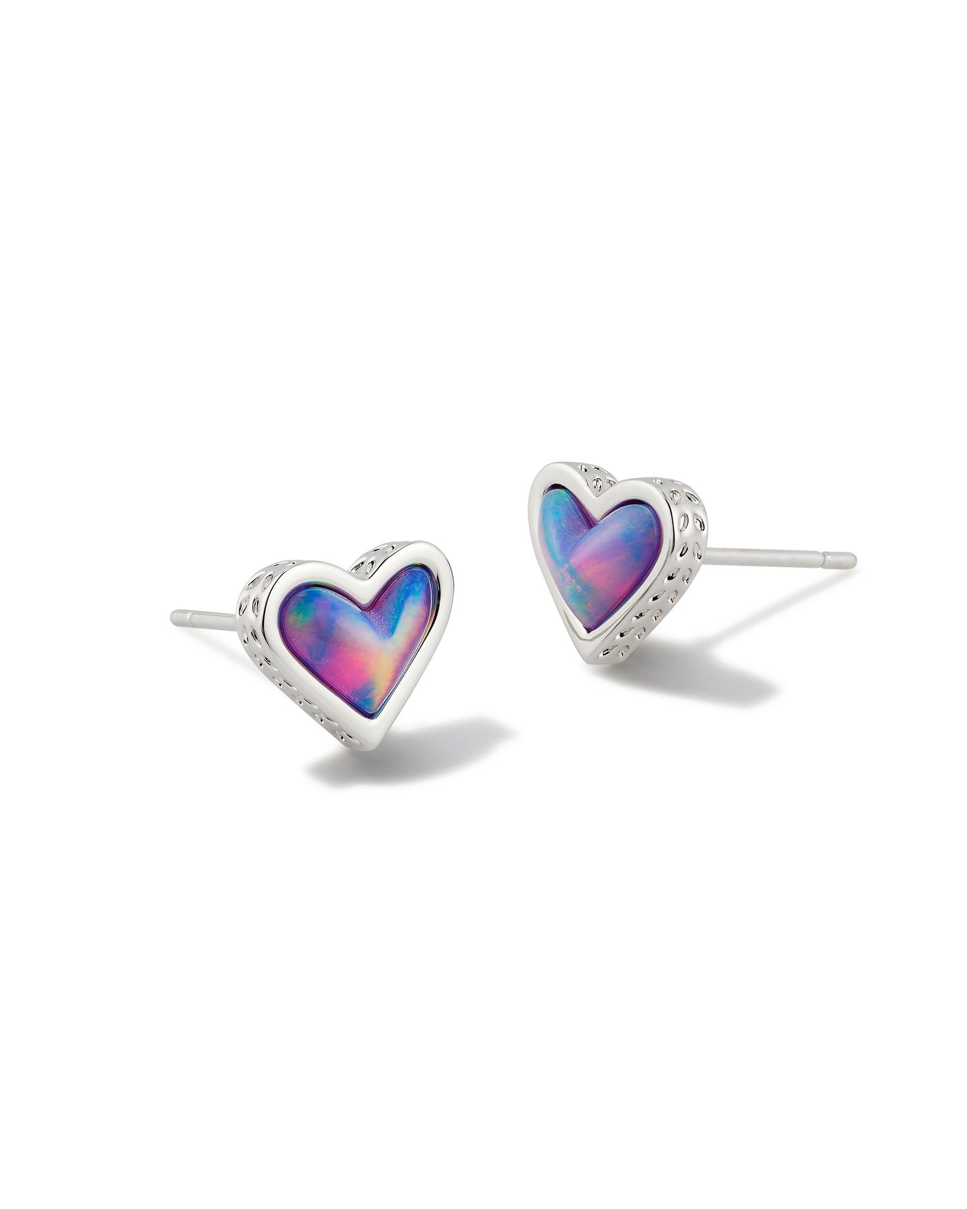 Kendra Scott Framed Ari Heart Stud Earrings in Silver Lilac Opalescent Resin-Earrings-Kendra Scott-Market Street Nest, Fashionable Clothing, Shoes and Home Décor Located in Mabank, TX