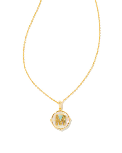 Kendra Scott The Letter M Disc Pendant Necklace in Iridescent Abalone-Necklaces-Kendra Scott-Market Street Nest, Fashionable Clothing, Shoes and Home Décor Located in Mabank, TX