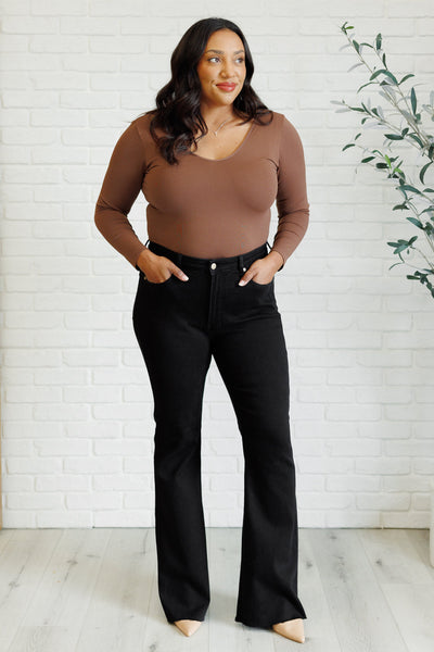 Etta High Rise Control Top Flare Jeans in Black-Denim-Ave Shops-Market Street Nest, Fashionable Clothing, Shoes and Home Décor Located in Mabank, TX