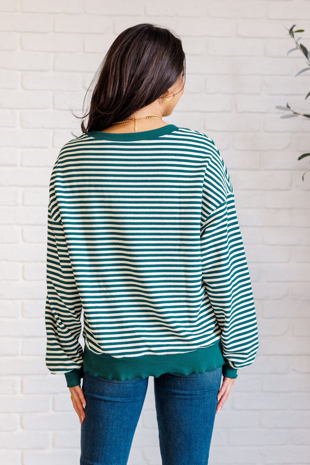 Too Good to be True Striped Drop Shoulder Top in Green-Tops-Ave Shops-Market Street Nest, Fashionable Clothing, Shoes and Home Décor Located in Mabank, TX