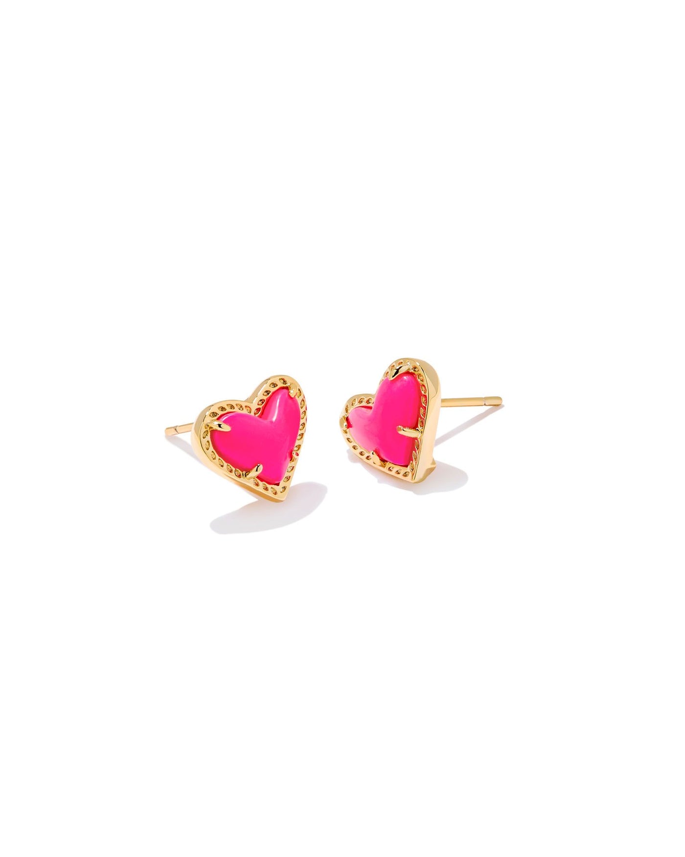 Kendra Scott Ari Heart Stud Earrings Gold Neon Pink-Earrings-Kendra Scott-Market Street Nest, Fashionable Clothing, Shoes and Home Décor Located in Mabank, TX