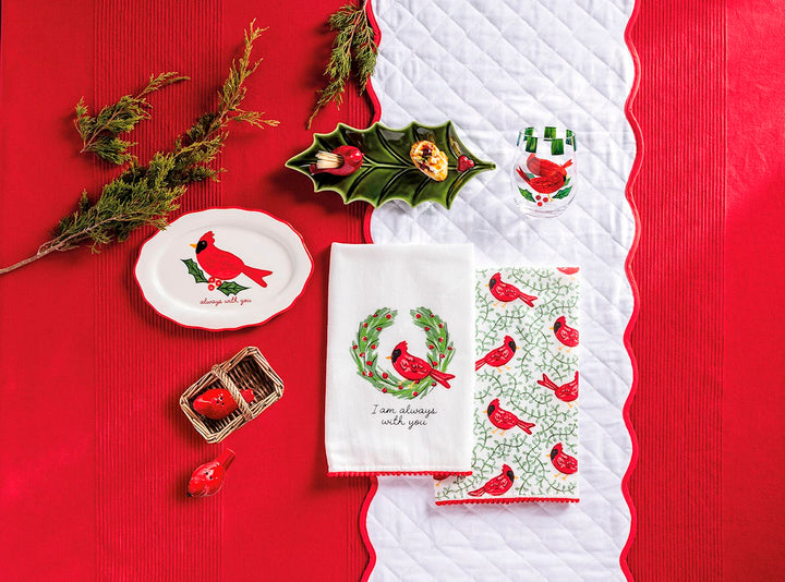 Mud Pie Always With You Cardinal Pom Towel