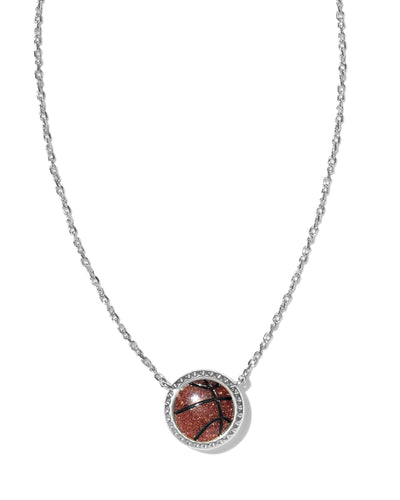 Silver View. Kendra Scott Basketball Short Pendant Necklace Orange Goldstone-Necklaces-Kendra Scott-Market Street Nest, Fashionable Clothing, Shoes and Home Décor Located in Mabank, TX
