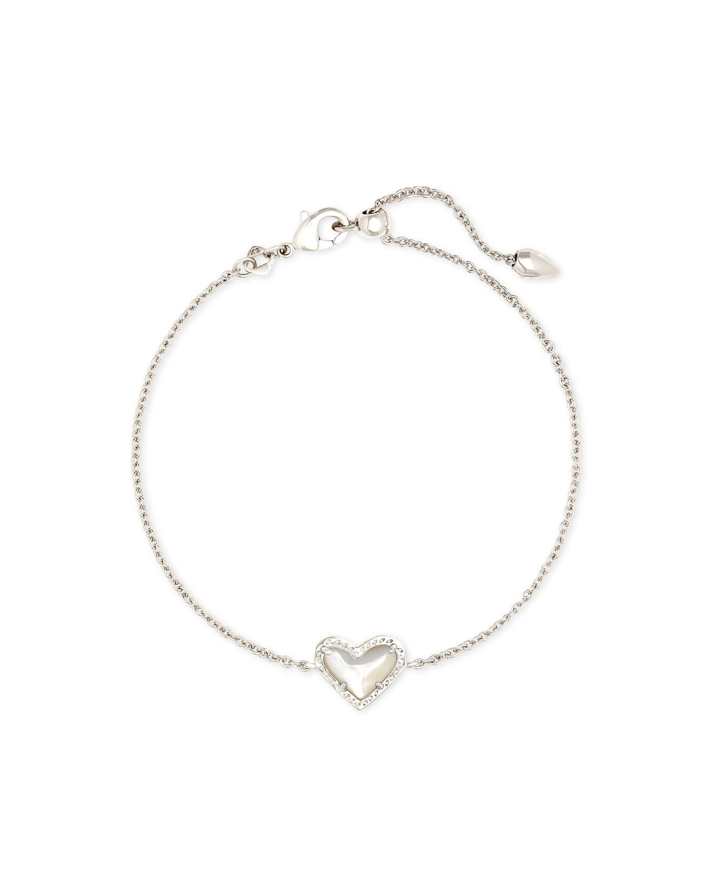 Kendra Scott Ari Heart Delicate Chain Bracelet Silver Ivory Mother of Pearl-Bracelets-Kendra Scott-Market Street Nest, Fashionable Clothing, Shoes and Home Décor Located in Mabank, TX