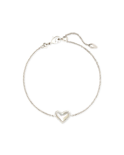 Kendra Scott Ari Heart Delicate Chain Bracelet Silver Ivory Mother of Pearl-Bracelets-Kendra Scott-Market Street Nest, Fashionable Clothing, Shoes and Home Décor Located in Mabank, TX