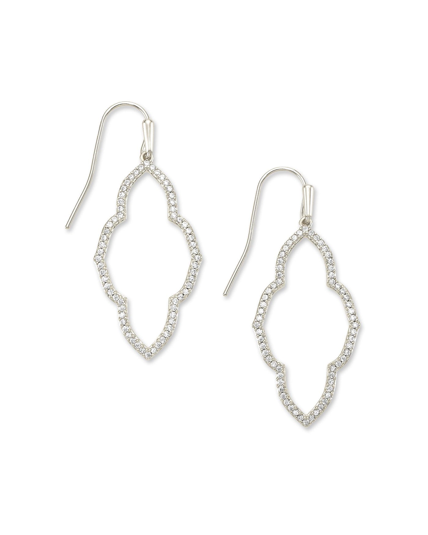 Kendra Scott Abbie Silver Small Open Frame Earrings in White Crystal-Earrings-Kendra Scott-Market Street Nest, Fashionable Clothing, Shoes and Home Décor Located in Mabank, TX