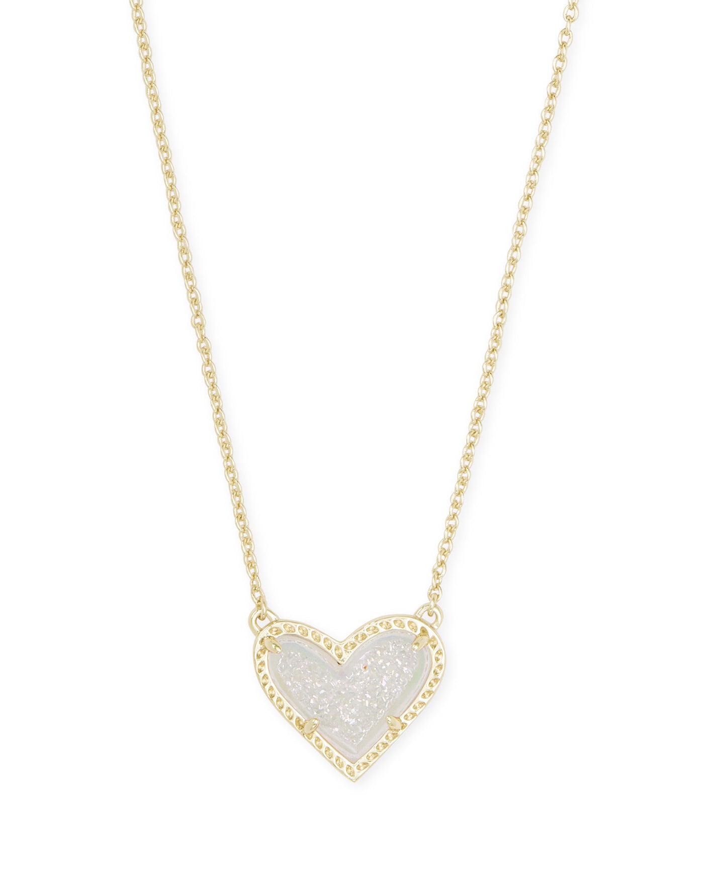 Kendra Scott Ari Heart Short Pendant Necklace Gold Iridescent Drusy-Necklaces-Kendra Scott-Market Street Nest, Fashionable Clothing, Shoes and Home Décor Located in Mabank, TX