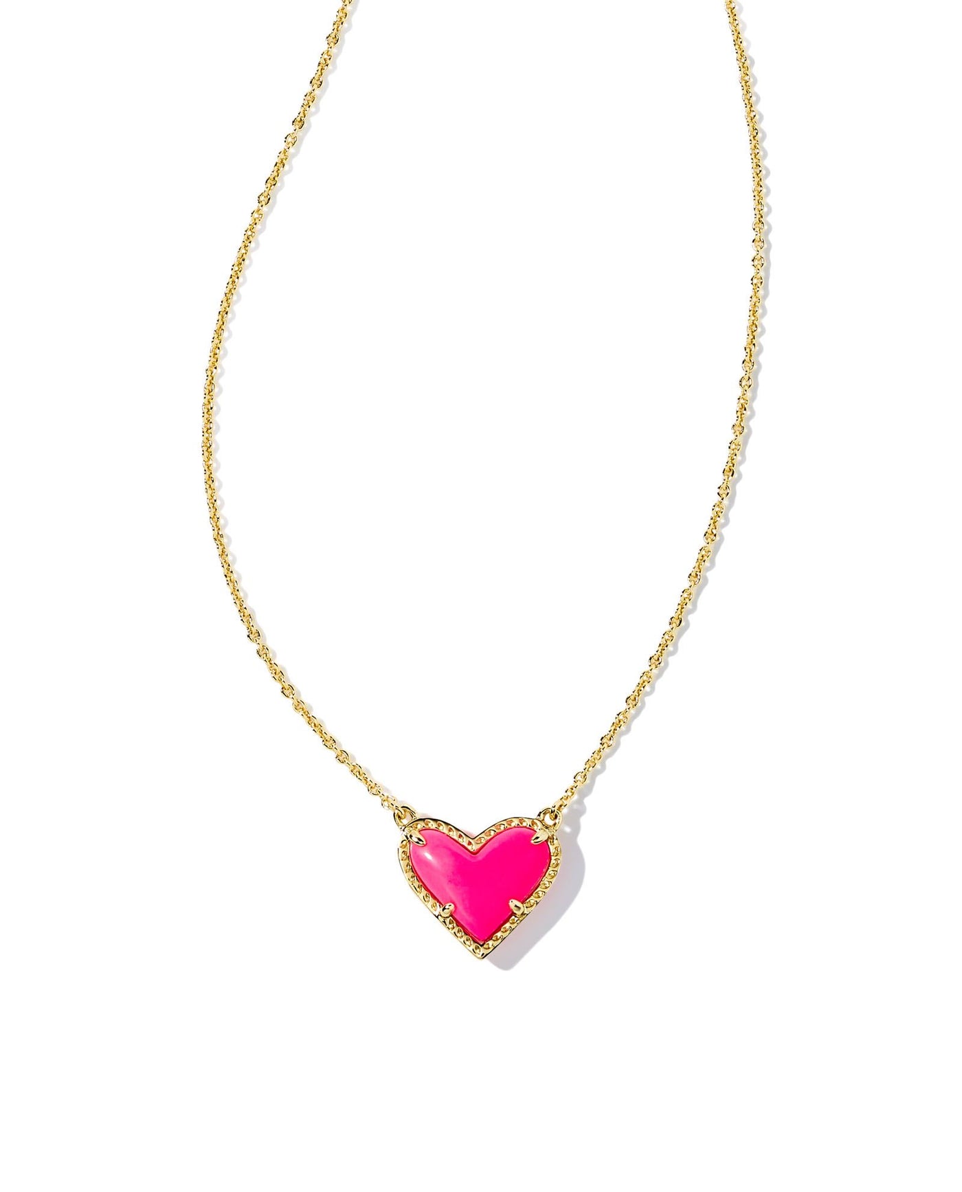 Kendra Scott Ari Heart Pendant Necklace in Gold Neon Pink-Necklaces-Kendra Scott-Market Street Nest, Fashionable Clothing, Shoes and Home Décor Located in Mabank, TX
