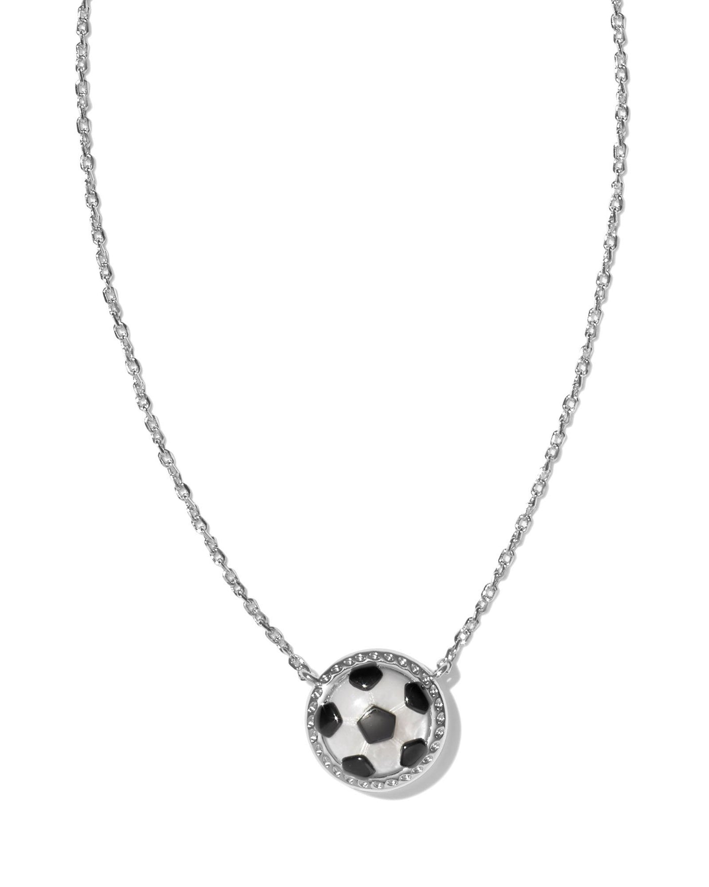 Silver View. Kendra Scott Soccer Short Pendant Necklace Ivory Mother Of Pearl-Necklaces-Kendra Scott-Market Street Nest, Fashionable Clothing, Shoes and Home Décor Located in Mabank, TX
