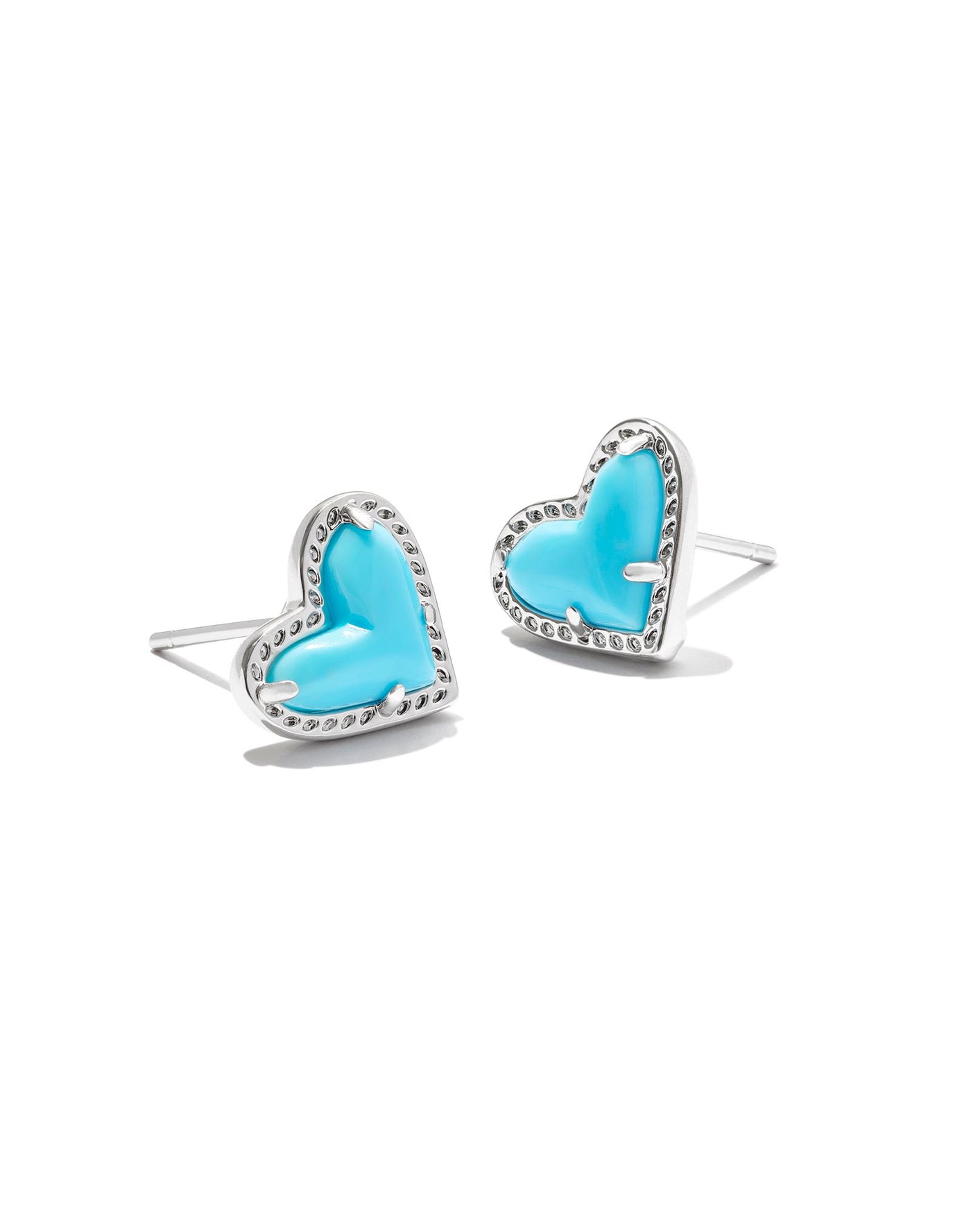 Kendra Scott Ari Heart Stud Earrings Silver Turquoise-Earrings-Kendra Scott-Market Street Nest, Fashionable Clothing, Shoes and Home Décor Located in Mabank, TX