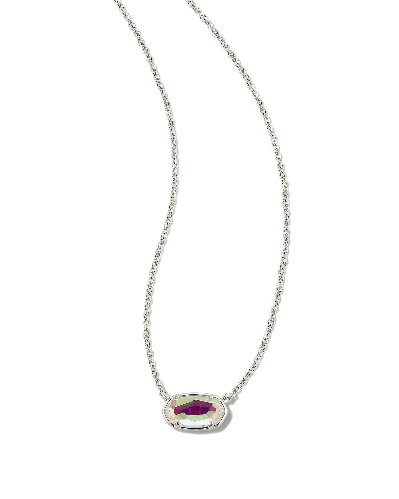 Kendra Scott Grayson Stone Pendant Necklace Silver Dichroic Glass-Necklaces-Kendra Scott-Market Street Nest, Fashionable Clothing, Shoes and Home Décor Located in Mabank, TX